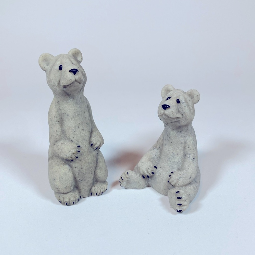Quarry Critters Polar Teddy Bears Stone Figurines